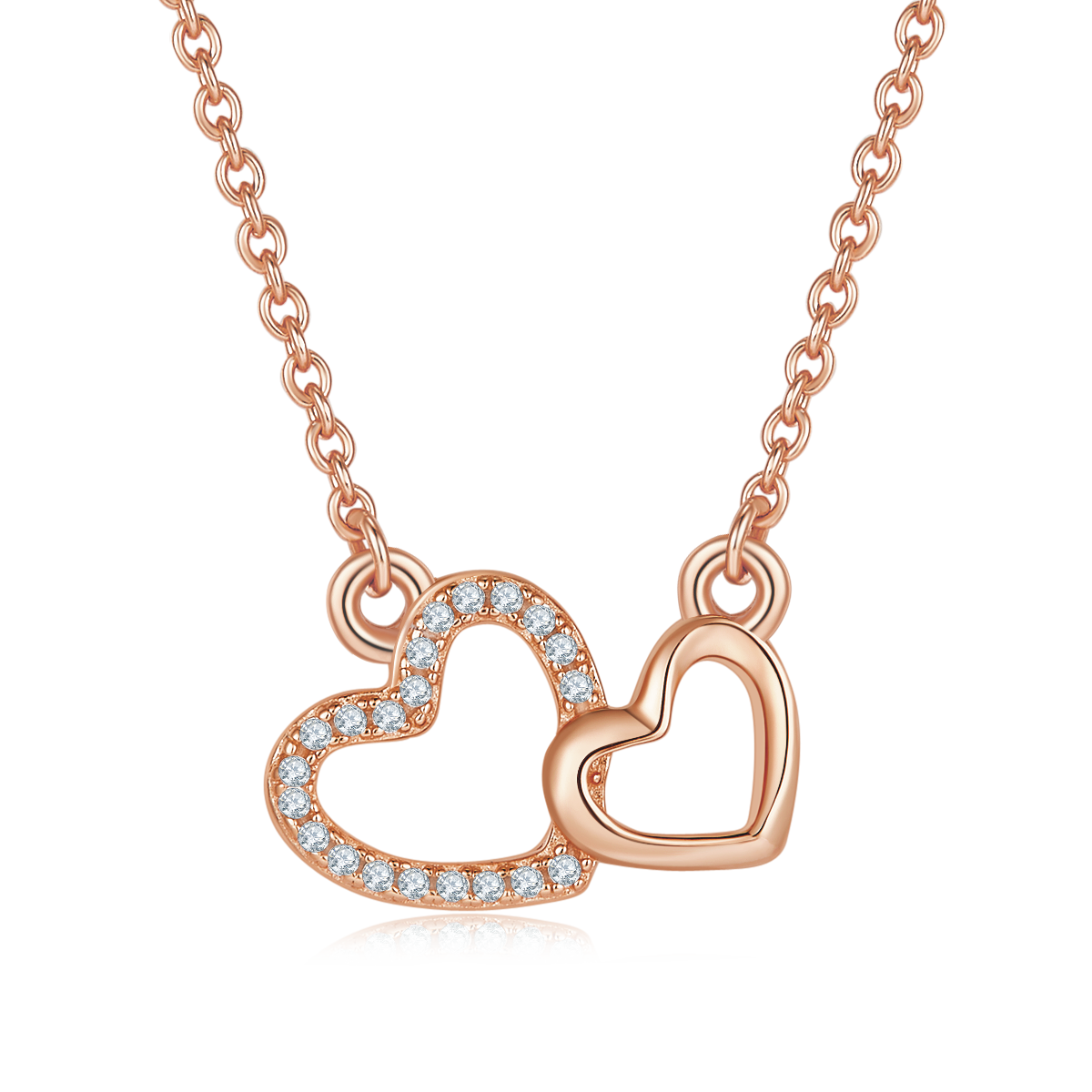 Double core heart-shaped pendant S925 silver Moissanite grade D 0.1CT